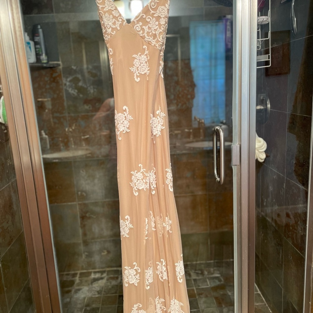 Nude backless slip dress